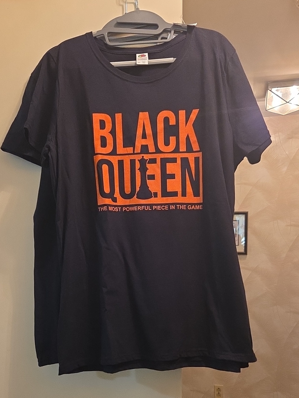 Fruit of the Loom Black Queen Graphic Tee - Black with Orange Print
